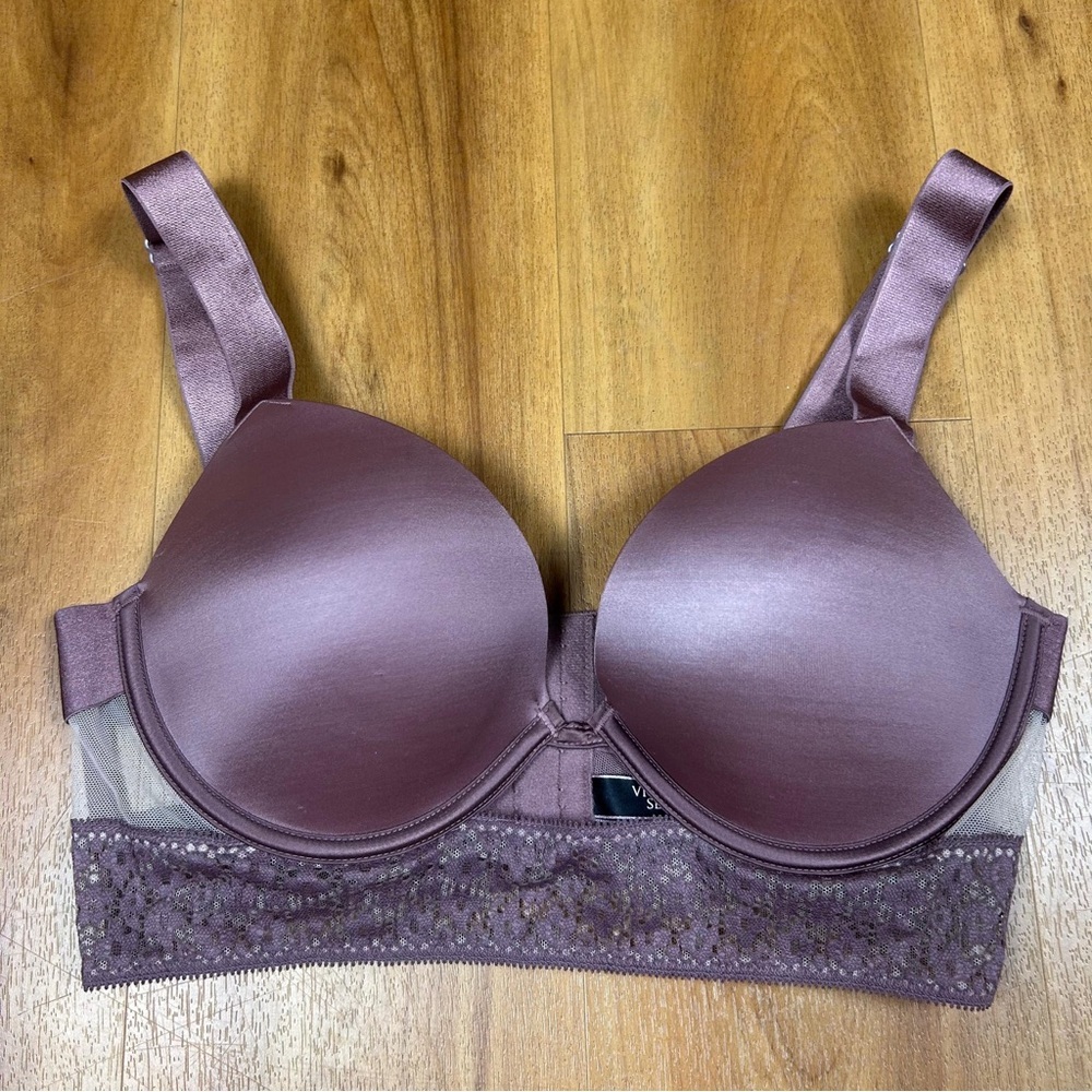 Victoria's Secret Women’s Mauve Satin Bra with Lace Size 34C